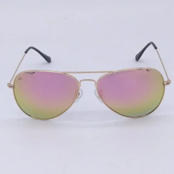 Prive Revaux Mens The Commando Aviator Sunglasses Gold Pink One Size New - Picture 1 of 10